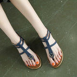 Metal Zipper Wedge Heel Roman Sandals