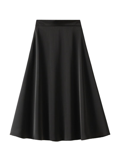 Medium Length Satin Silk Skirt