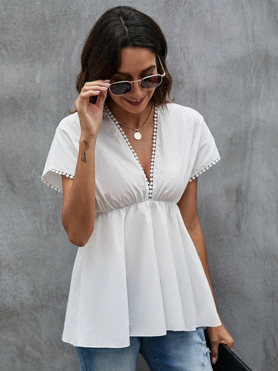 Pullover Short Sleeve White Loose T-shirt