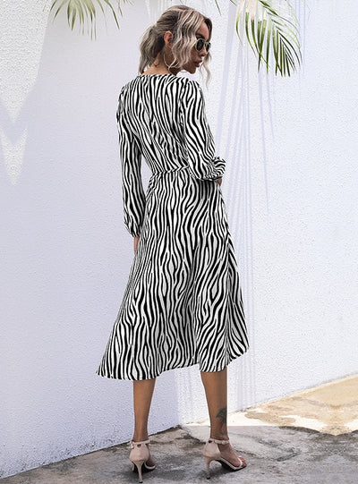 Women Retro Long Sleeve Floral Dress