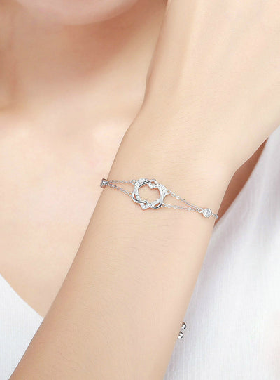 925 Sterling Silver Twisted Double Heart in Hear