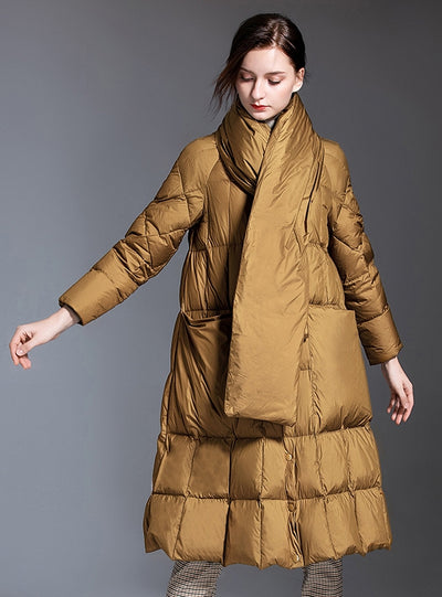 Small Necktie Scarf Down Jacket