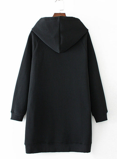 Women Long Hoodie Sweatshirt Pullover Cartoon Dress