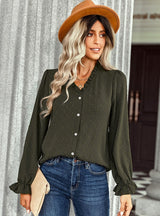 V-neck Shirt Female Polka Dot Shirt