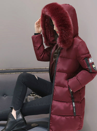 Parka Women Winter Coats Long Cotton Casual Fur 