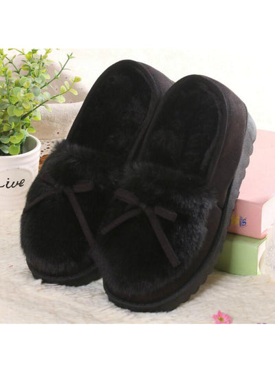 Ballet Flats Lovely Bow Warm Fur Cotton Shoes