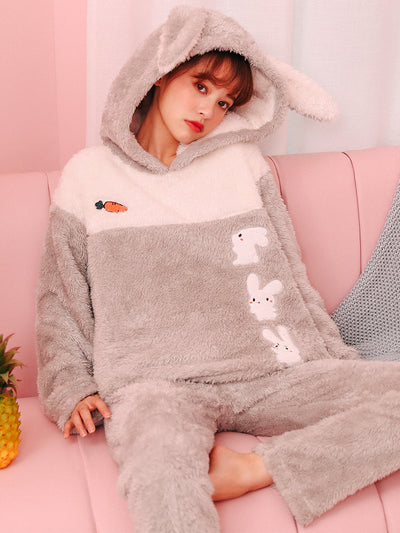 Gray Rabbit Coral Velvet Warm And Thick Autumn and Winter