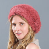 Rabbit Fur Hat Winter Ladies Warm Hat
