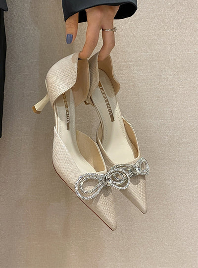 Hollow Bow Pointed Shallow Shoes