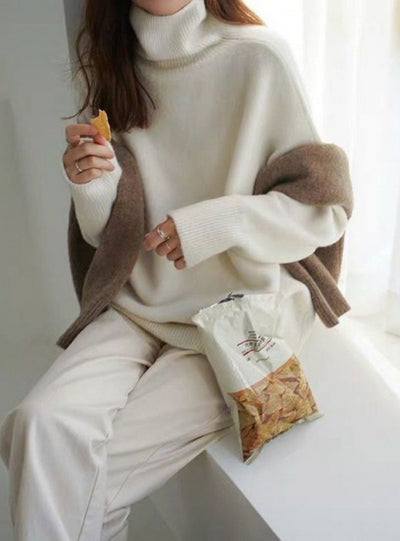 Women Korean Style Loose Warm Knitted Pullover