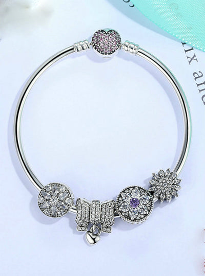 925 Sterling Silver Knot Heart Charm Bangles & Bracelet 
