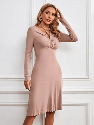 V-neck Long Sleeve Dress