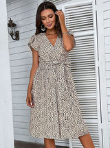 Leopard Print Pleated Dress