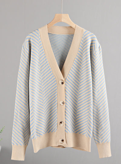 V Neck Women Button Black Christmas Tree Cardigan