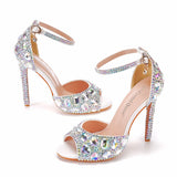 11cm Fish Mouth Rhinestone High-heeled Sandals