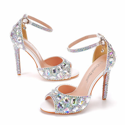 11cm Fish Mouth Rhinestone High-heeled Sandals