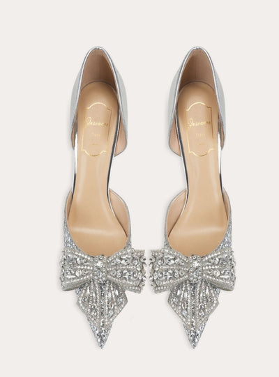 Bow Crystal Pointed Thin Heels Shoes