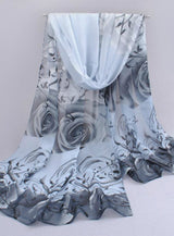 Flowers Roses Scarves Printed Chiffon Polyester Scarves 
