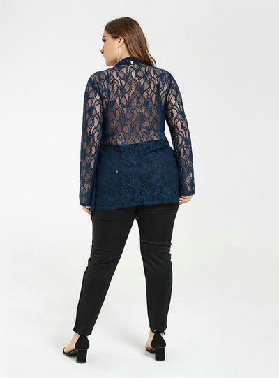 Sexy Lace Perspective Long Sleeve Top