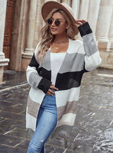 Stitching Contrast Sweater Cardigan Jacket