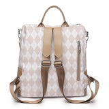 Plaid Soft Leather PU Leisure Backpack