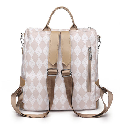 Plaid Soft Leather PU Leisure Backpack