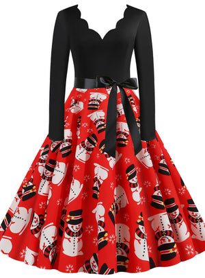 Christmas Rock Long Sleeve Printed Dress