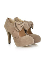 Woman Small Bow Platform Pumps High Heeled