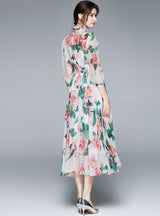 Holiday Vintage Scarf Printed Chiffon Dress