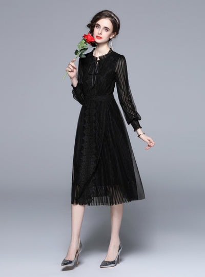 Black Lace Long Sleeve Dress