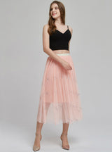Star Mesh Skirt Mid-length Tulle Skirt