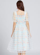 Blue Bubble Sleeve Lace Super Fairy Dress