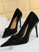 High-heeled Shallow Pointed Bow Shoes