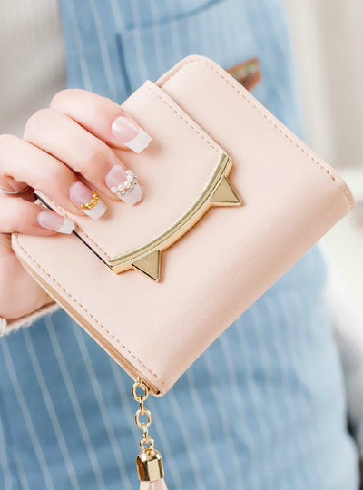 Cute Cat Anime Leather Trifold Slim Mini Wallet