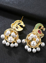 Phoenix Drop Earrings with Imitation Pearls Statement 