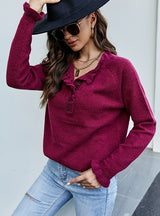 Wool and Wood Ear Button Cardigan Sweater