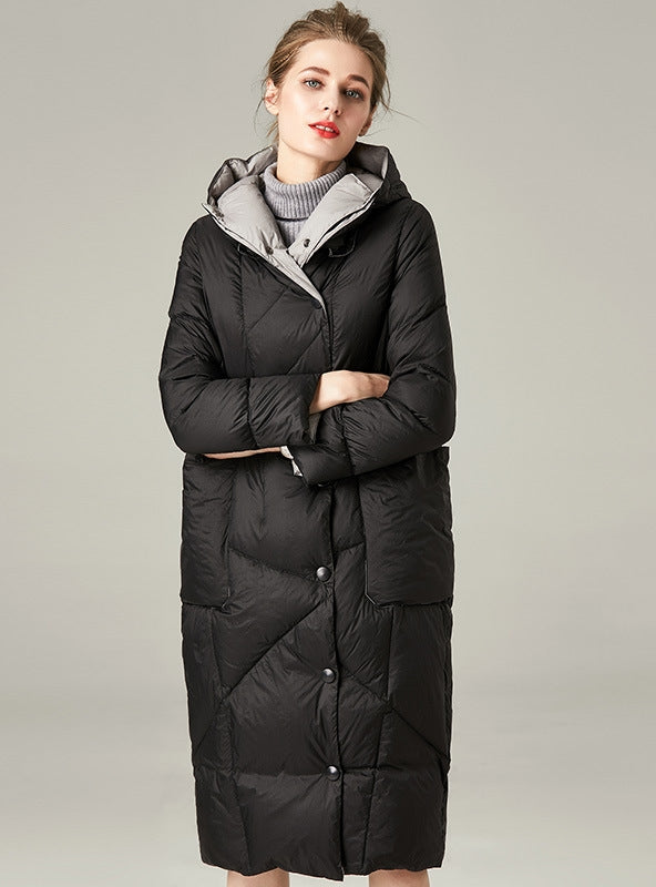 Long White Duck Down Ladies' Coat
