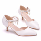 White Stiletto Heels Pointed Sandals