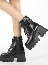 Martin Thick Side Zipper Heel Boots