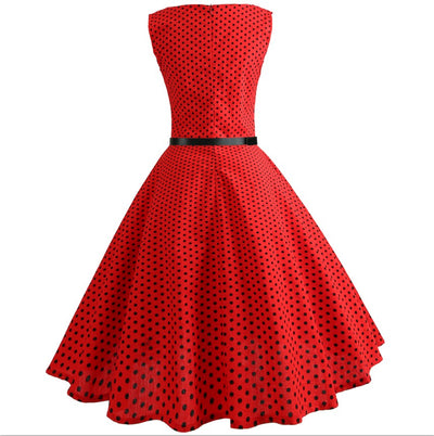 Wave Point Sleeveless Vintage Dress