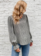 Round Neck Leopard Print Long Sleeve Shirt