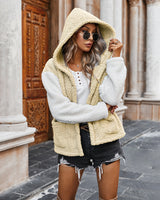 Autumn and Winter Color Matching Hooded Padded Coat