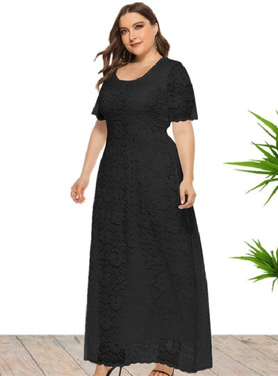 Plus Short Sleeve Full Lace Dress