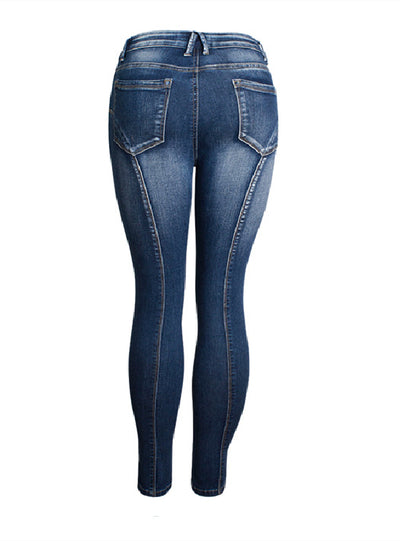 Mid-waist Stretch Split Jeans
