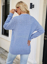 Single-breasted Openwork Knitted Cardigan Sweater
