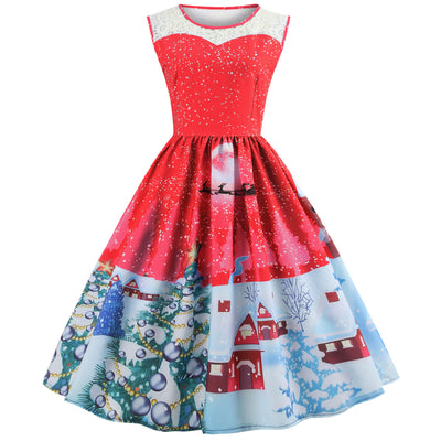 Christmas Printing Slim Dress