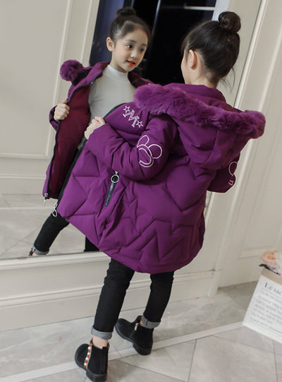 Girls' Winter Cotton-Padded Jacket Coat