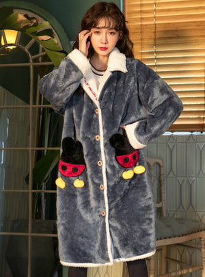 Thickened Warm Coral Fleece Robe Long Section