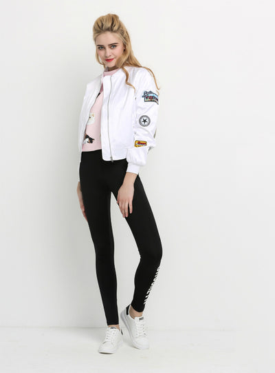 Fashion Pant Women Leggings Black Letter Print 