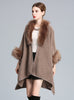 Imitation Fox Fur Collar Shawl Cape Woolen Coat Cardigan